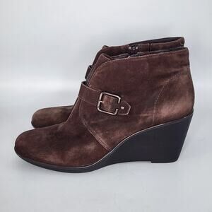Clark's Artisan Brown Suede Wedge Ankle Boots Women's Size 10 M